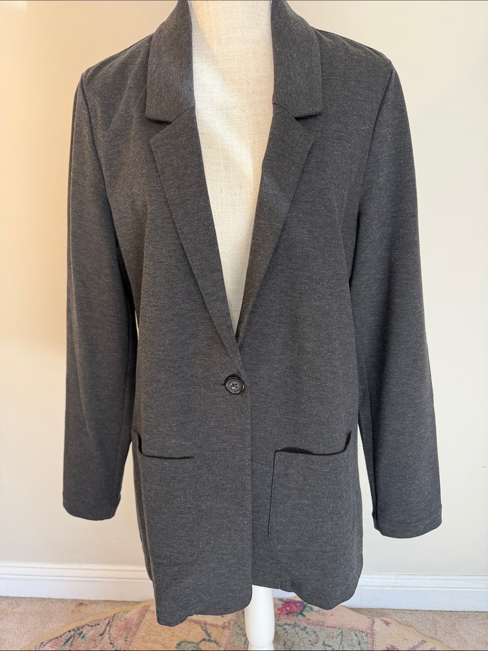 Garnet Hill Dark Charcoal Single-Button Blazer